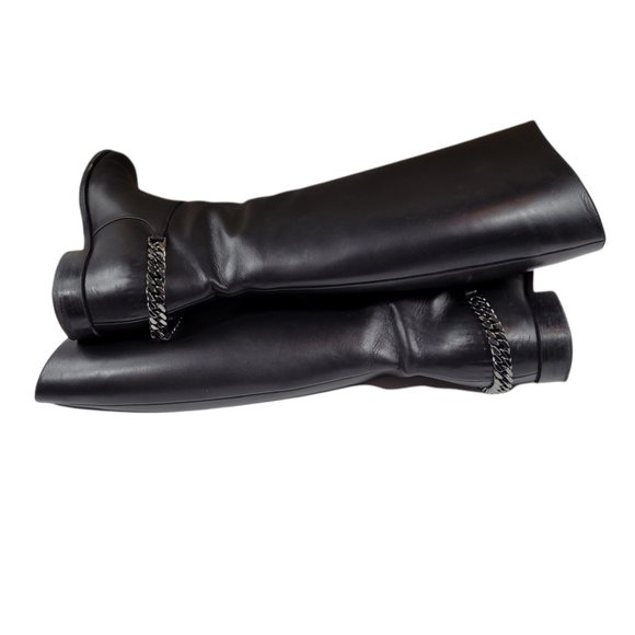 Christian Louboutin Calfskin Cate Chain Flat Tall Boots - Picture 9 of 13